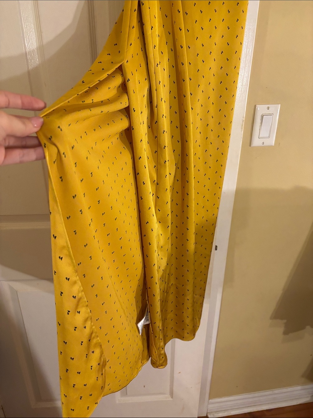 BCBG Max Azria Mustard Yellow Printed Maxi Skirt with Side Split